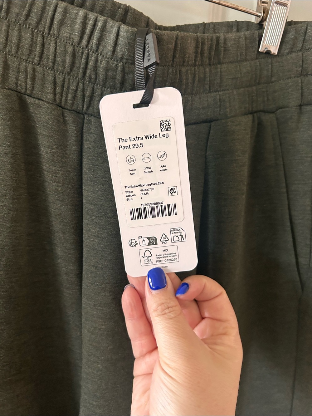 NWT Varley The Extra Wide Leg Pants 29.5 Olive Marl - Picture 4 of 5